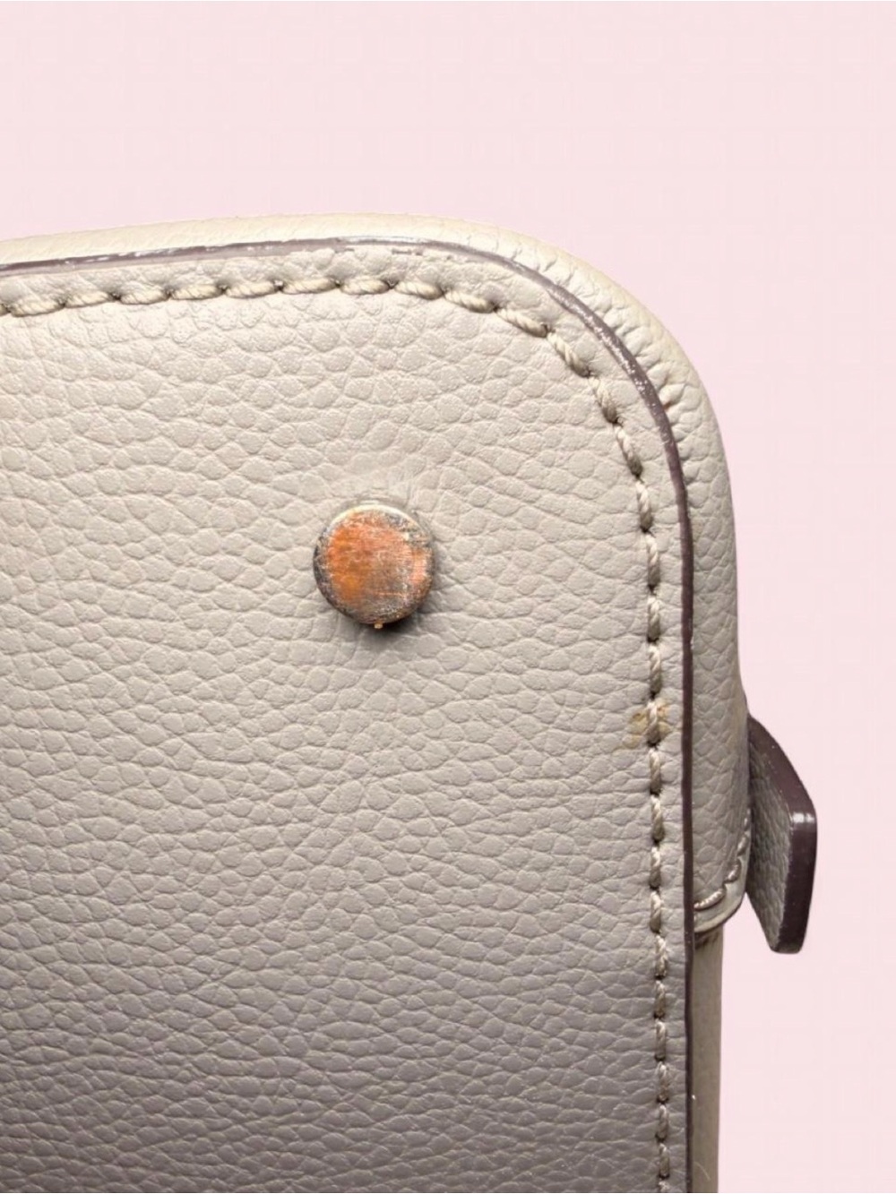 Kate Spade Patterson Drive Small Dome Satchel Taupe Gray Leather Crossbody - Picture 10 of 11